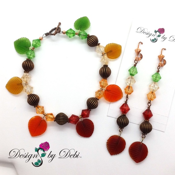 "The Leaves Are Changing" Bracelet & Earrings Set - Picture 1 of 8